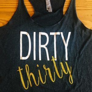 Dirty Thirty women’s gray Next Level tank Size L